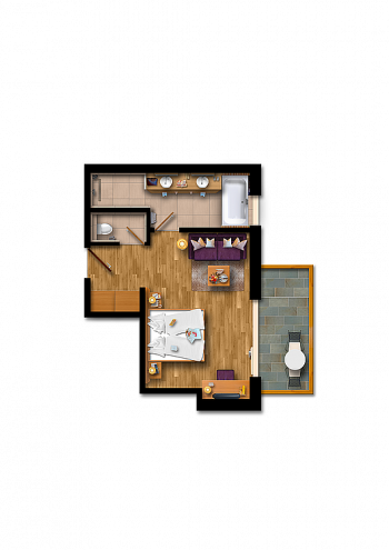 Tweepersoonskamer met balkon (extra bed)